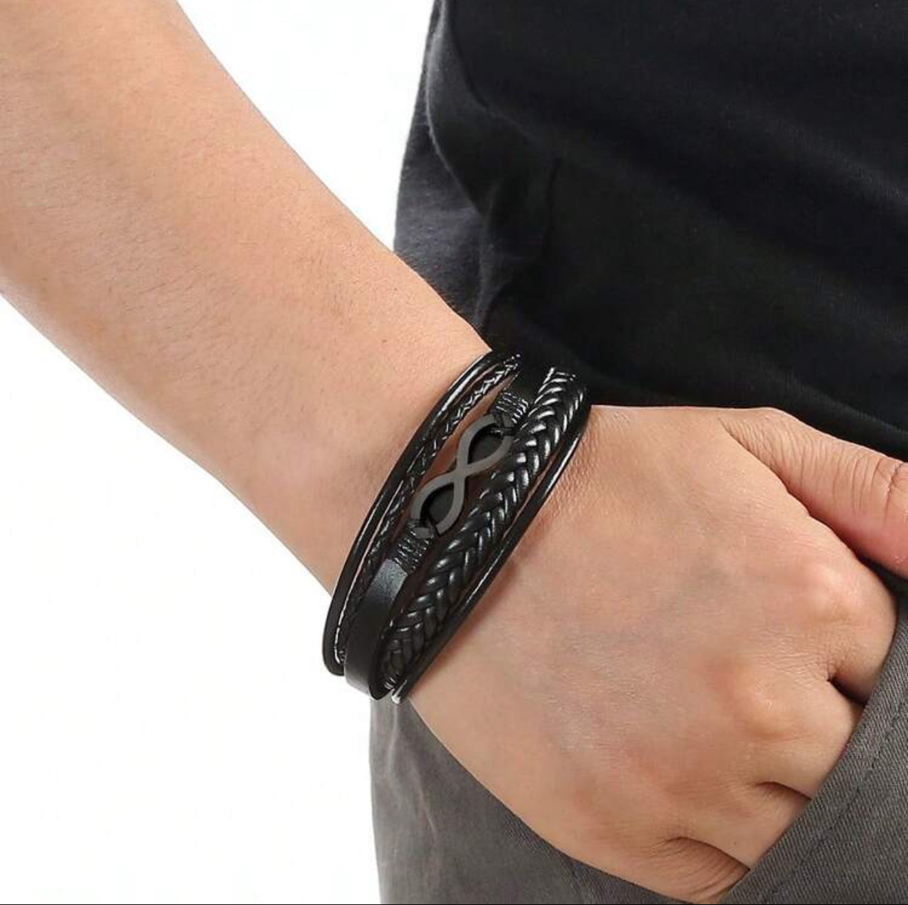 Pulsera a capas infinito símbolo negra