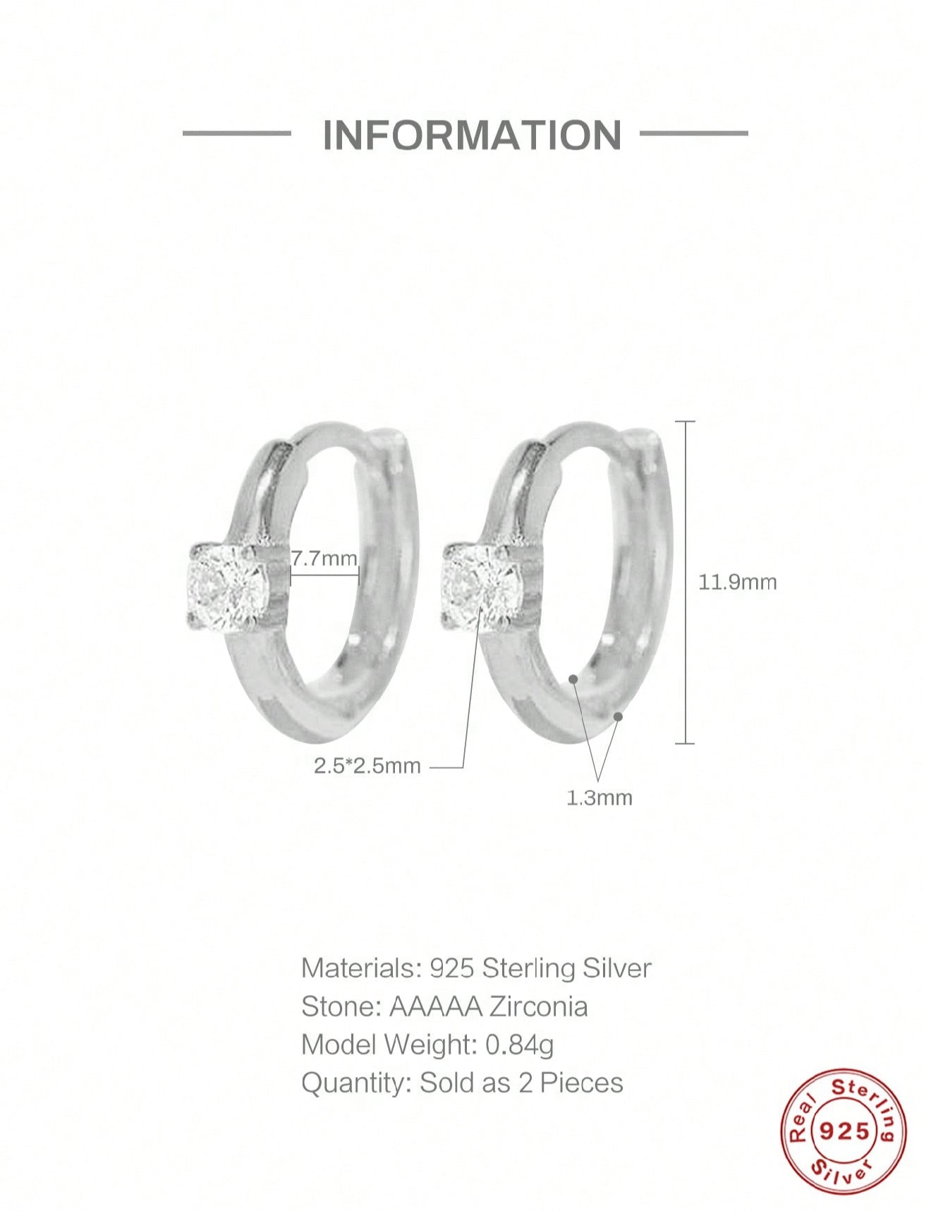 MIA - Pendientes de aro en Plata con Circonia