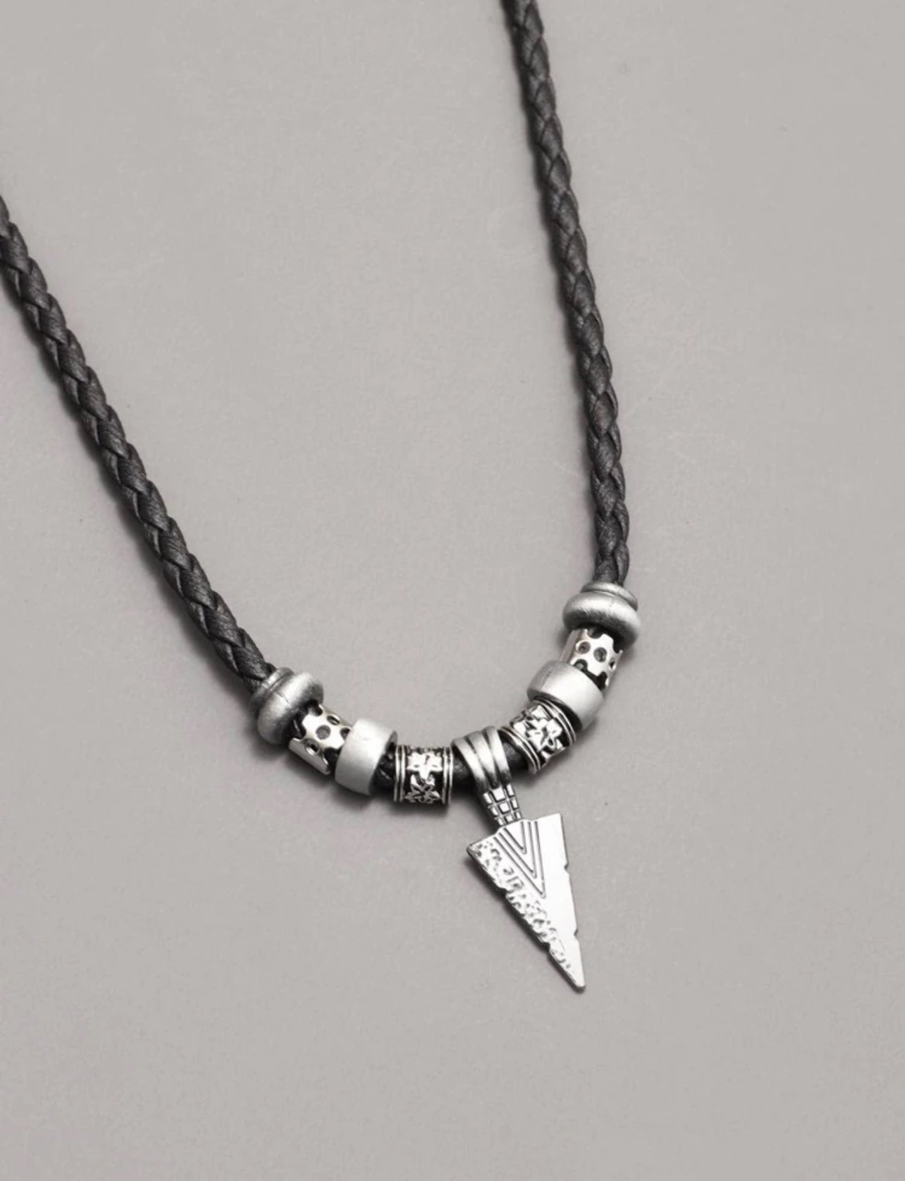 Triangle Bead Design Braided Design Pendant Necklace