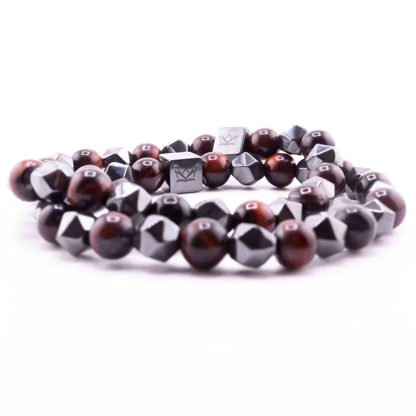 Pulsera Signature Diamond Ojo de Tigre Rojo y Hematita