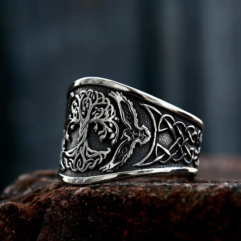 Anillo Vikingo Árbol de la Vida Plateado