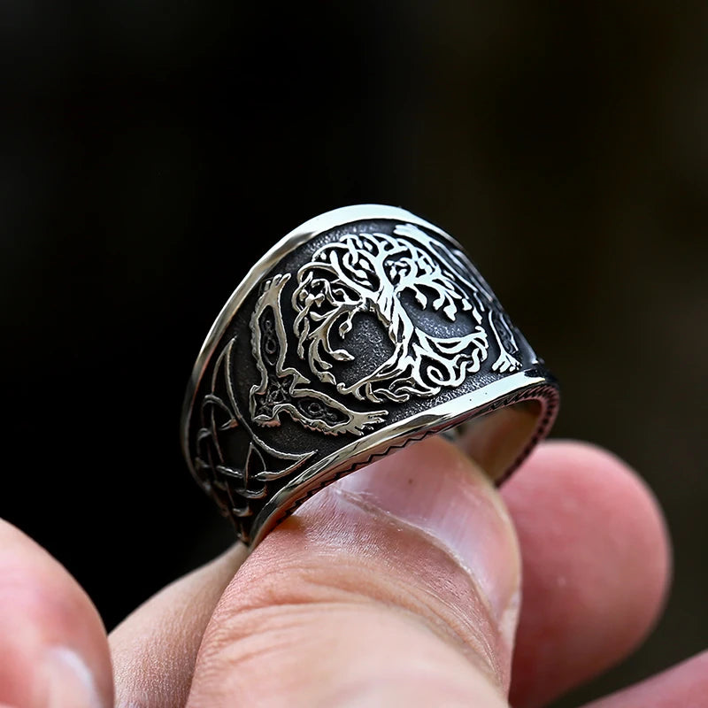 Anillo Vikingo Árbol de la Vida Plateado