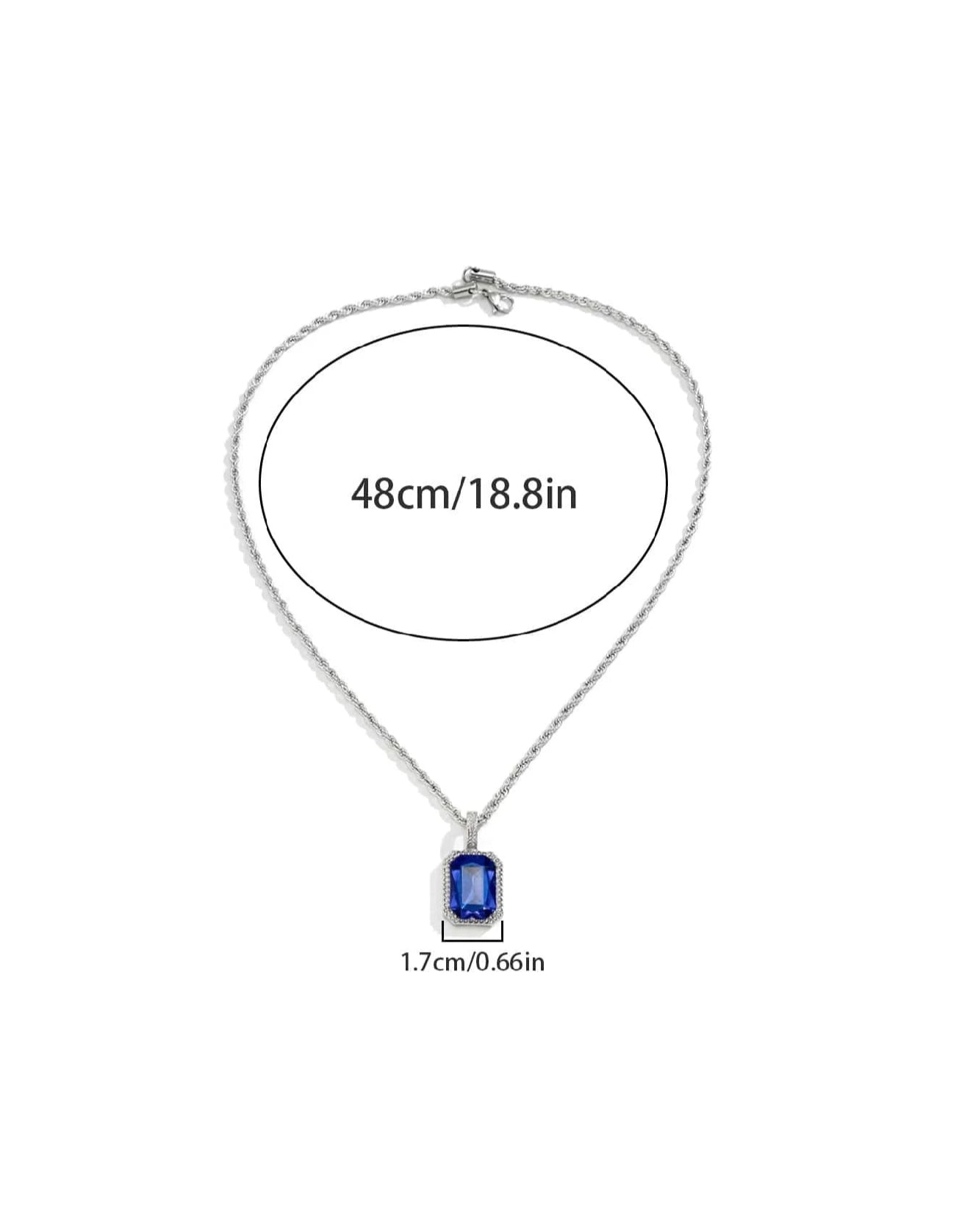 Mia Collar plateado con dije de piedra azul en acero inoxidable