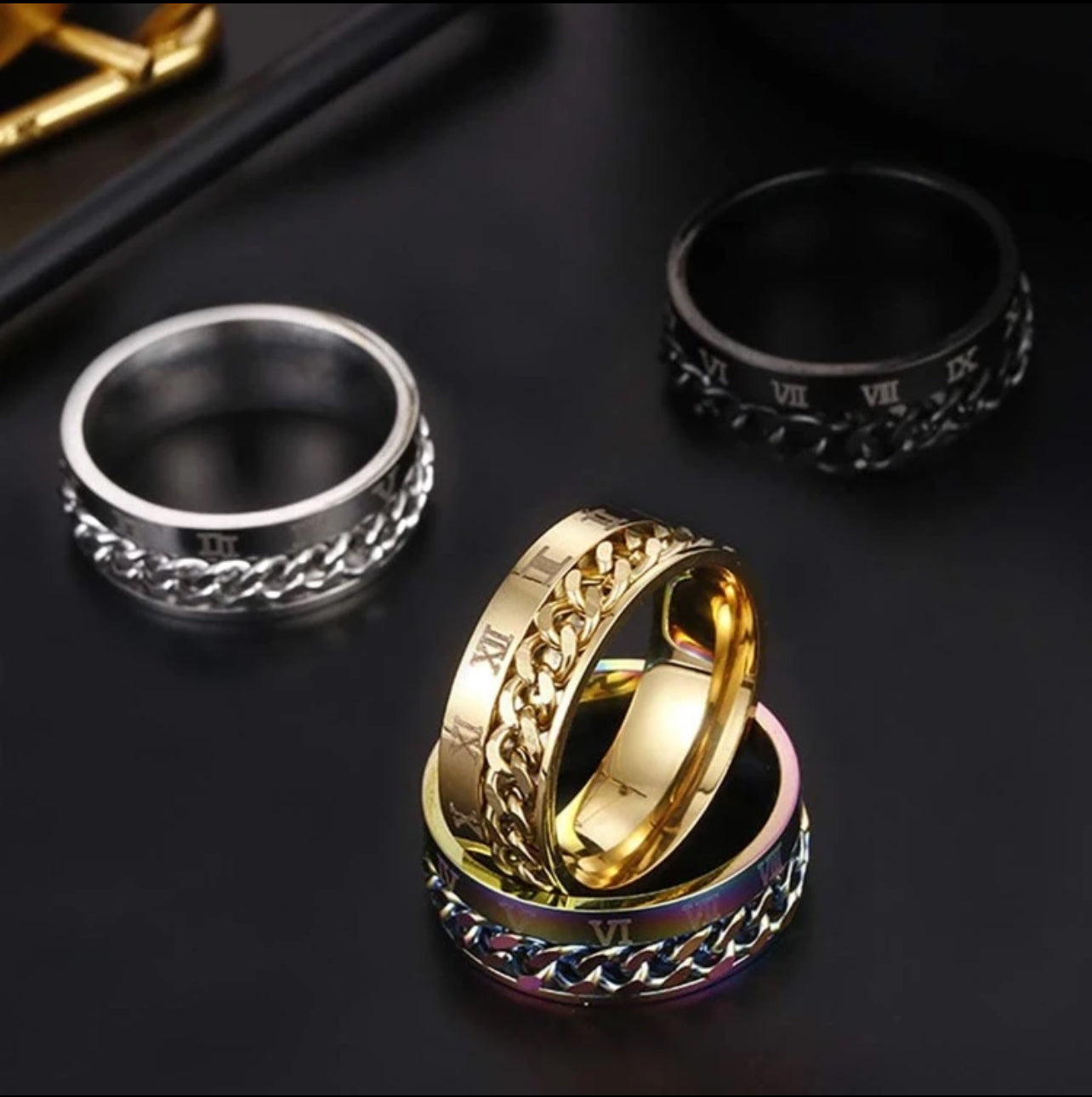 Anillo para Hombres con diseño de cadena tornasol