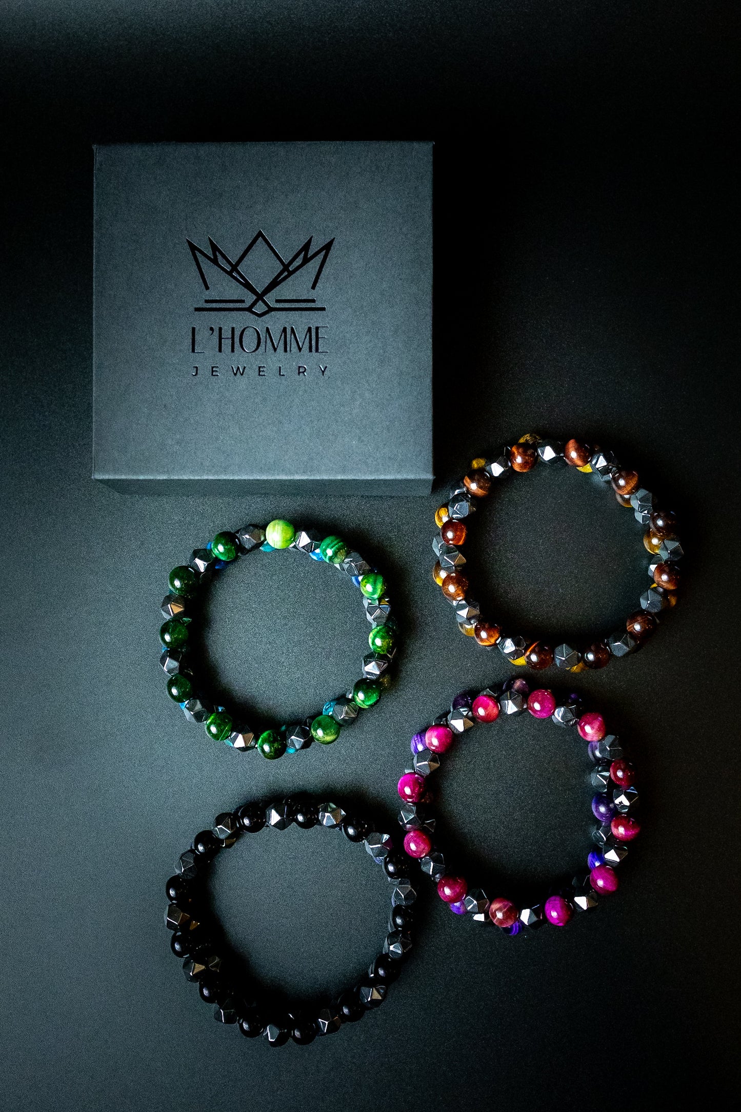 Pulsera Signature Diamond Onix y Hematita