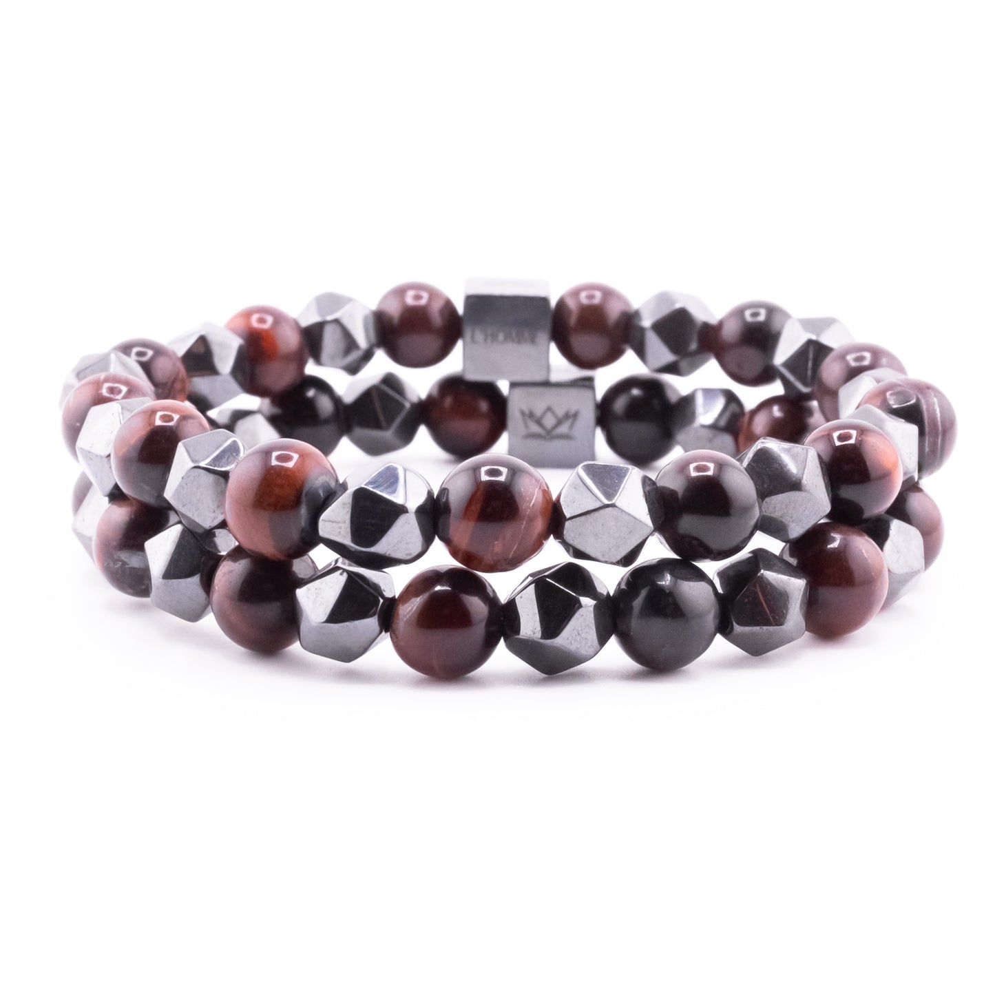 Pulsera Signature Diamond Ojo de Tigre Rojo y Hematita