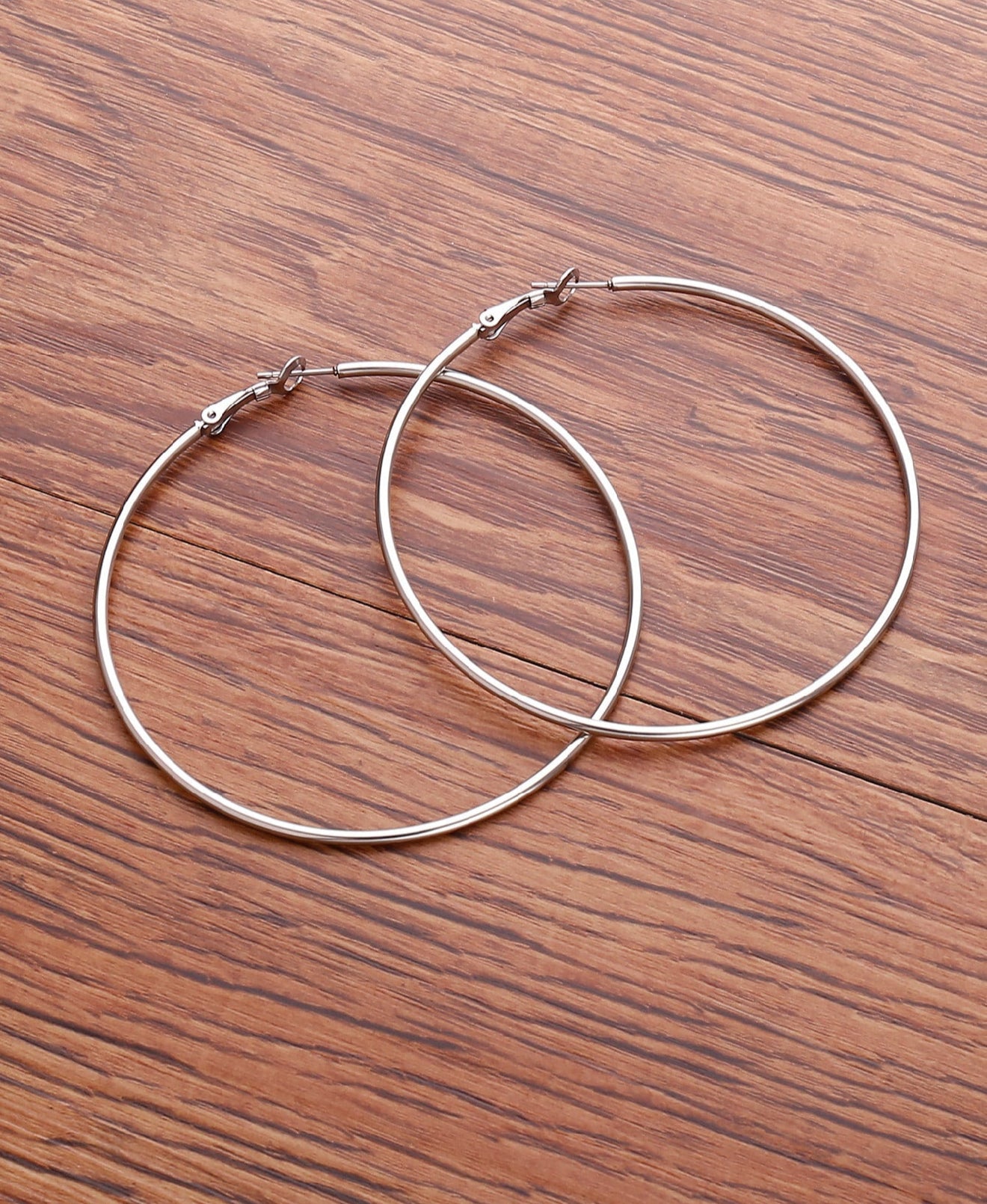 MIA - Pendientes Minimalistas Grandes en Acero Inoxidables Plateados