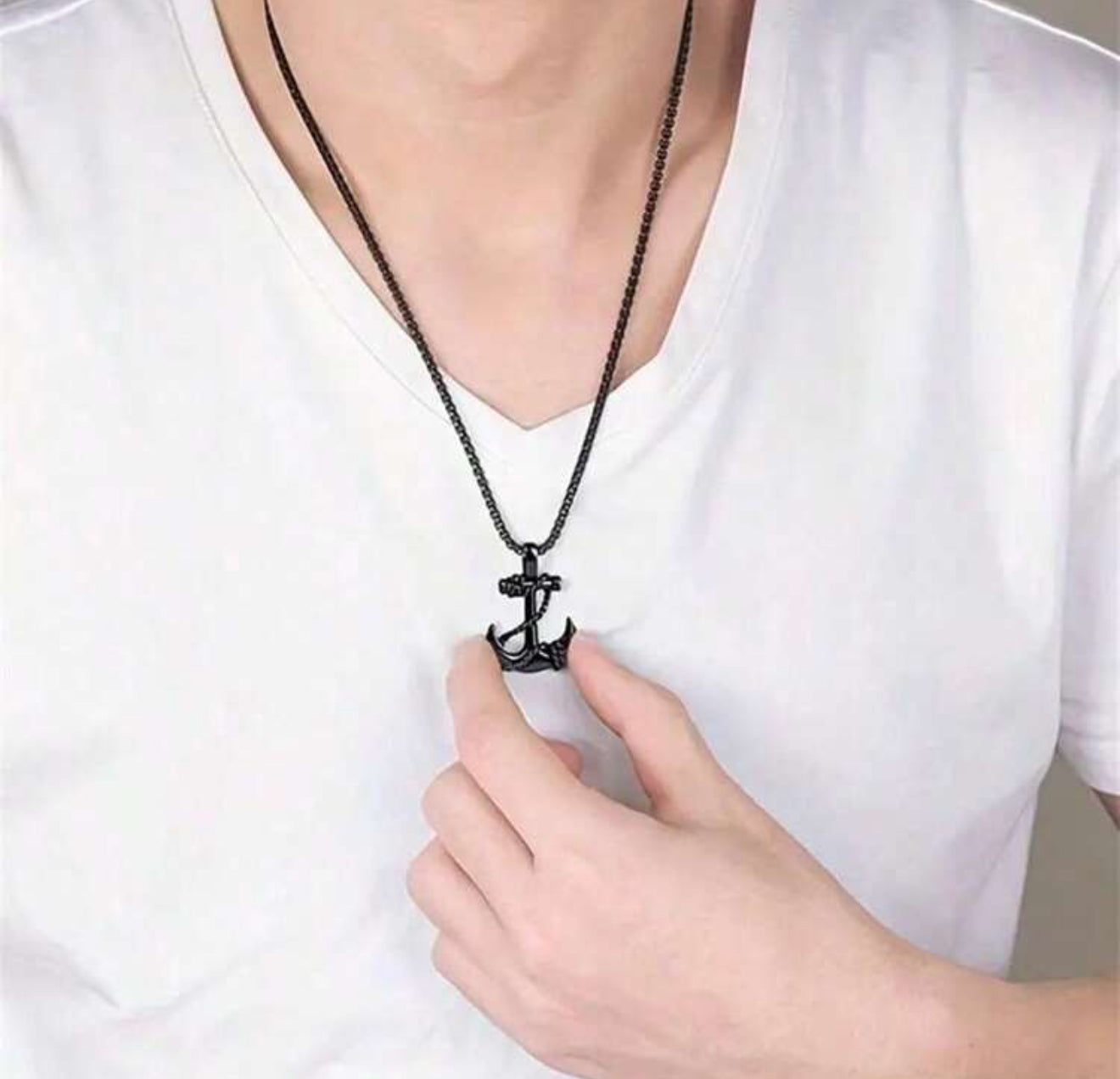 Collar Ancla en acero inoxidable negro