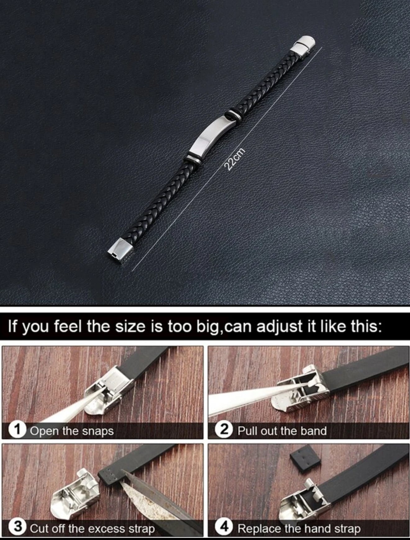 Pulsera con diseño trenzado negra
