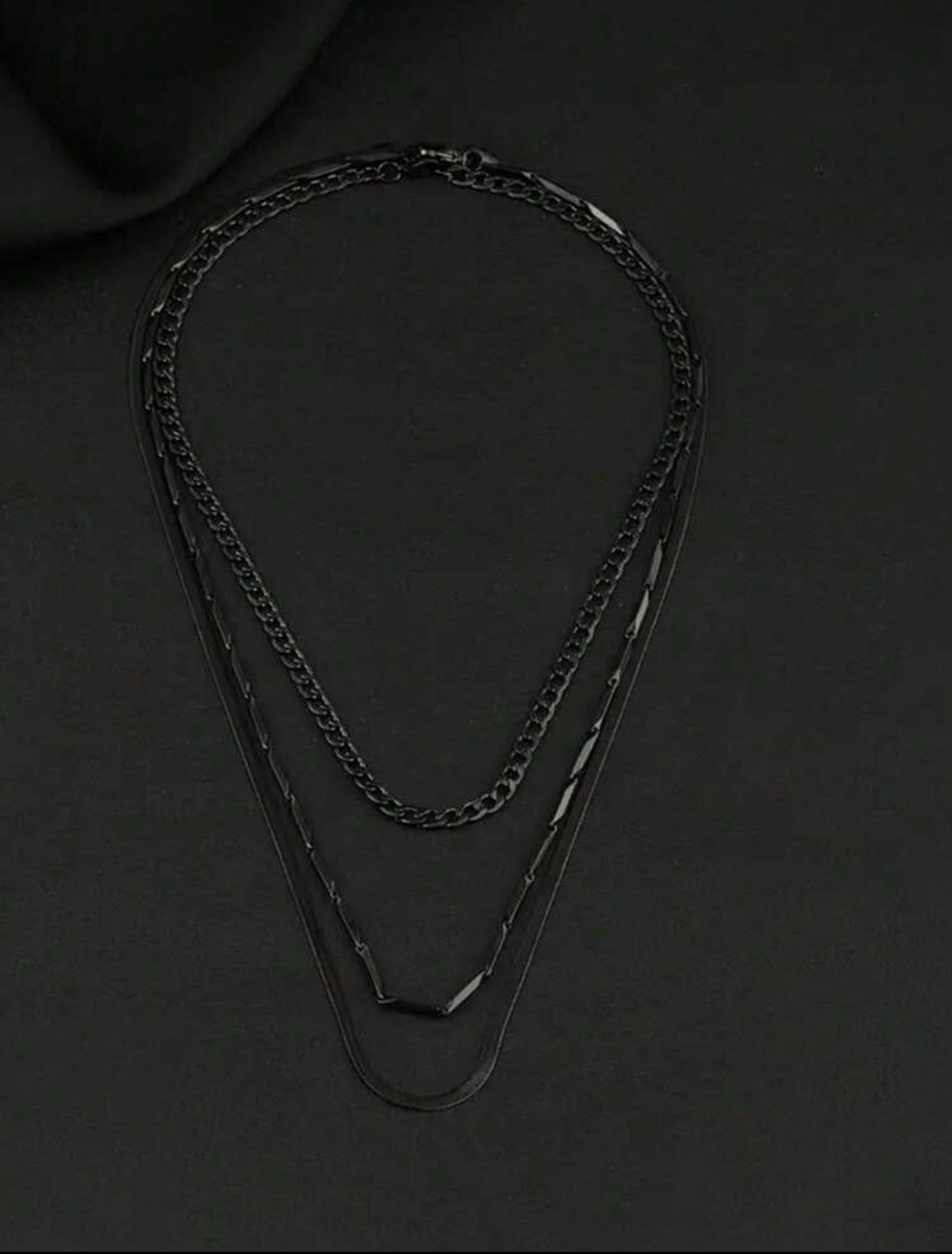 Collar de cadena minimalista 3 piezas negro
