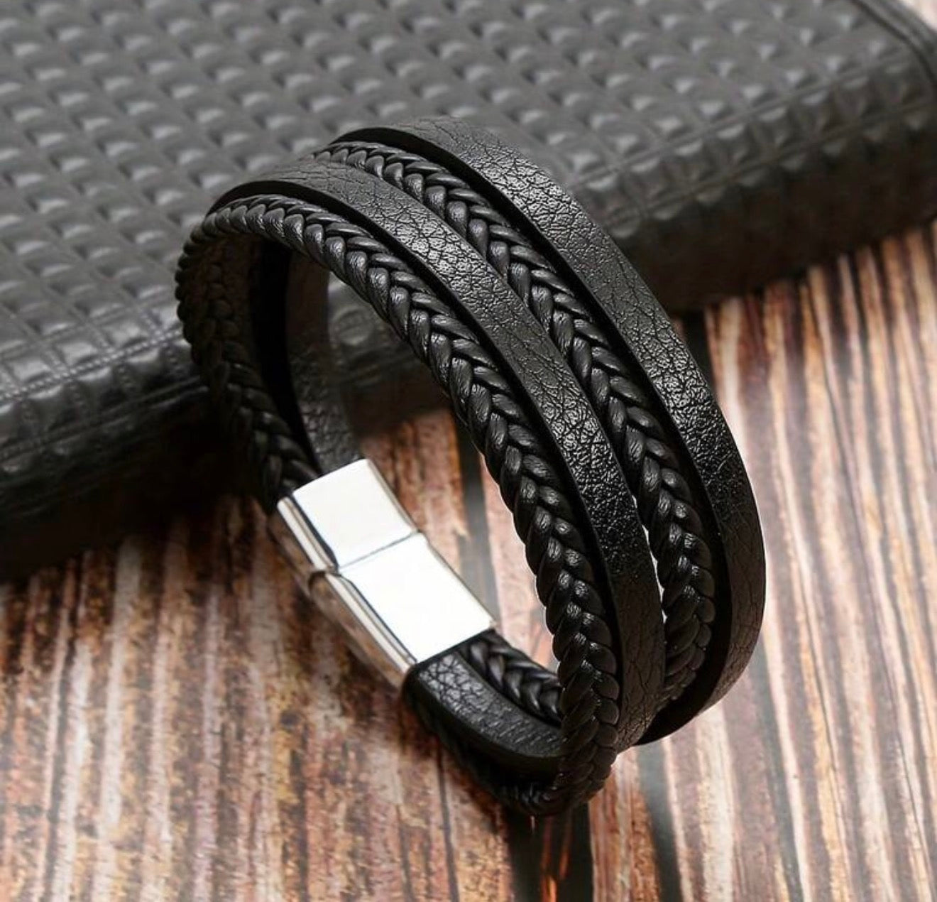 Pulsera Negro trenzado doble