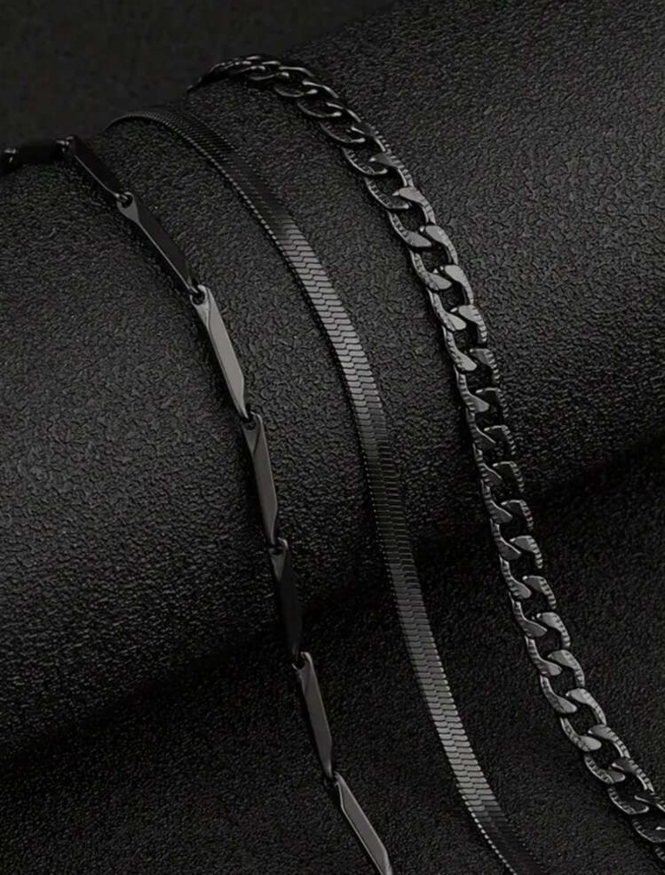 Collar de cadena minimalista 3 piezas negro