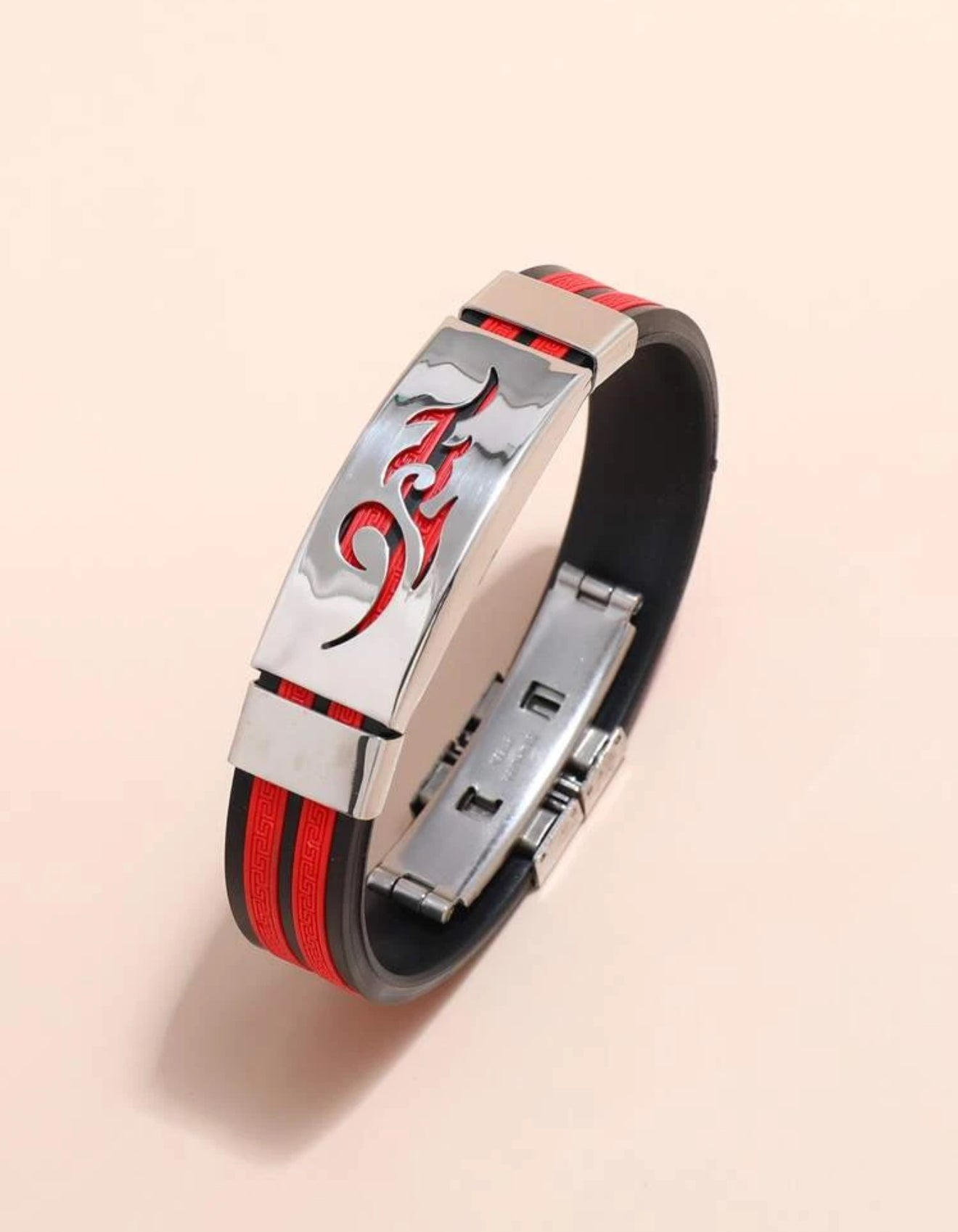 Pulsera con diseño liso roja y negra