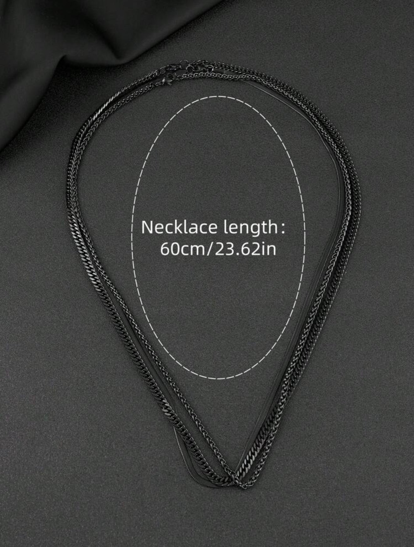 Minimalist chain necklace 3 pieces black