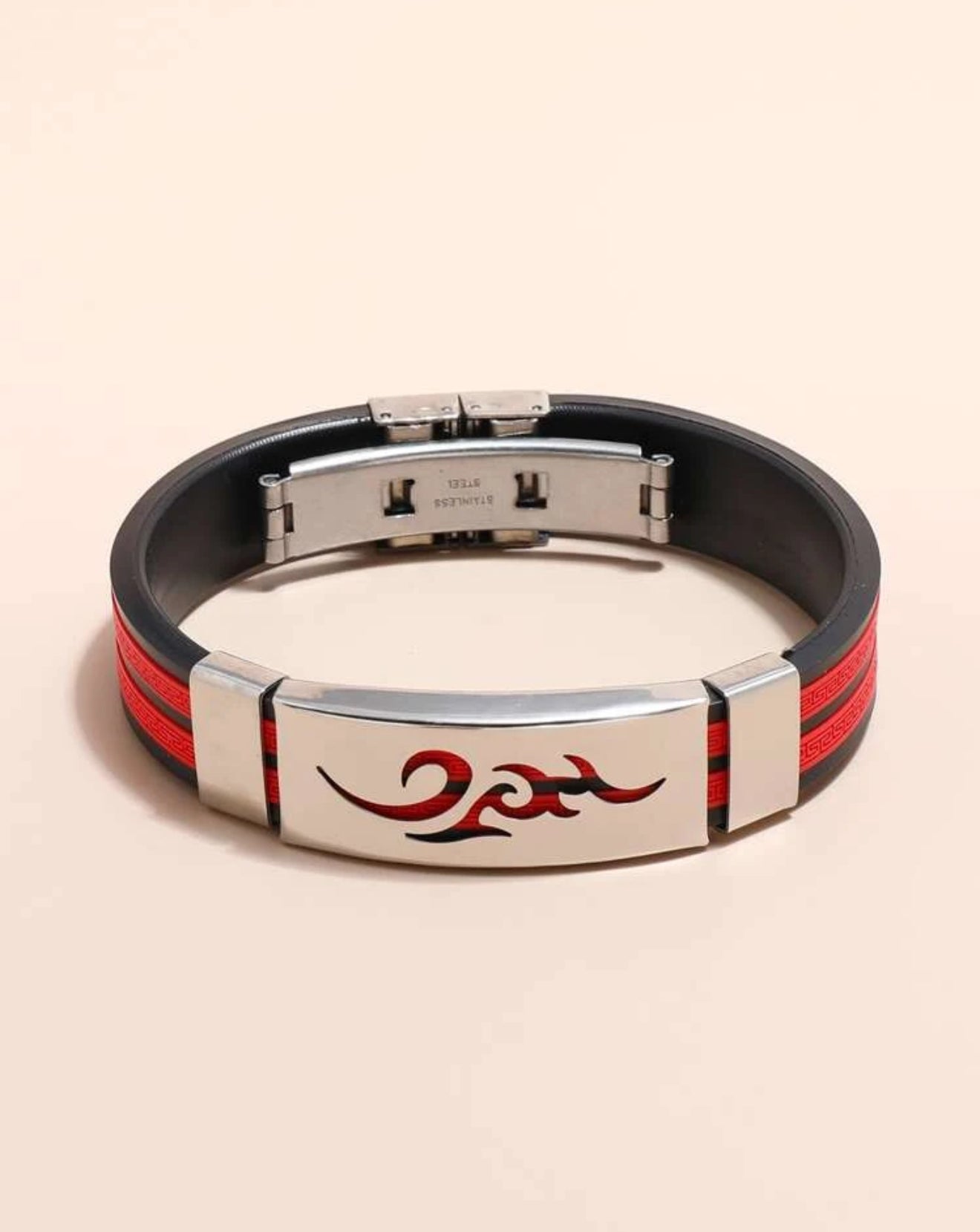 Pulsera con diseño liso roja y negra