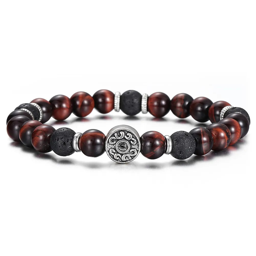 Signature Single Red Tiger's Eye and Lava Stone Bracelet
