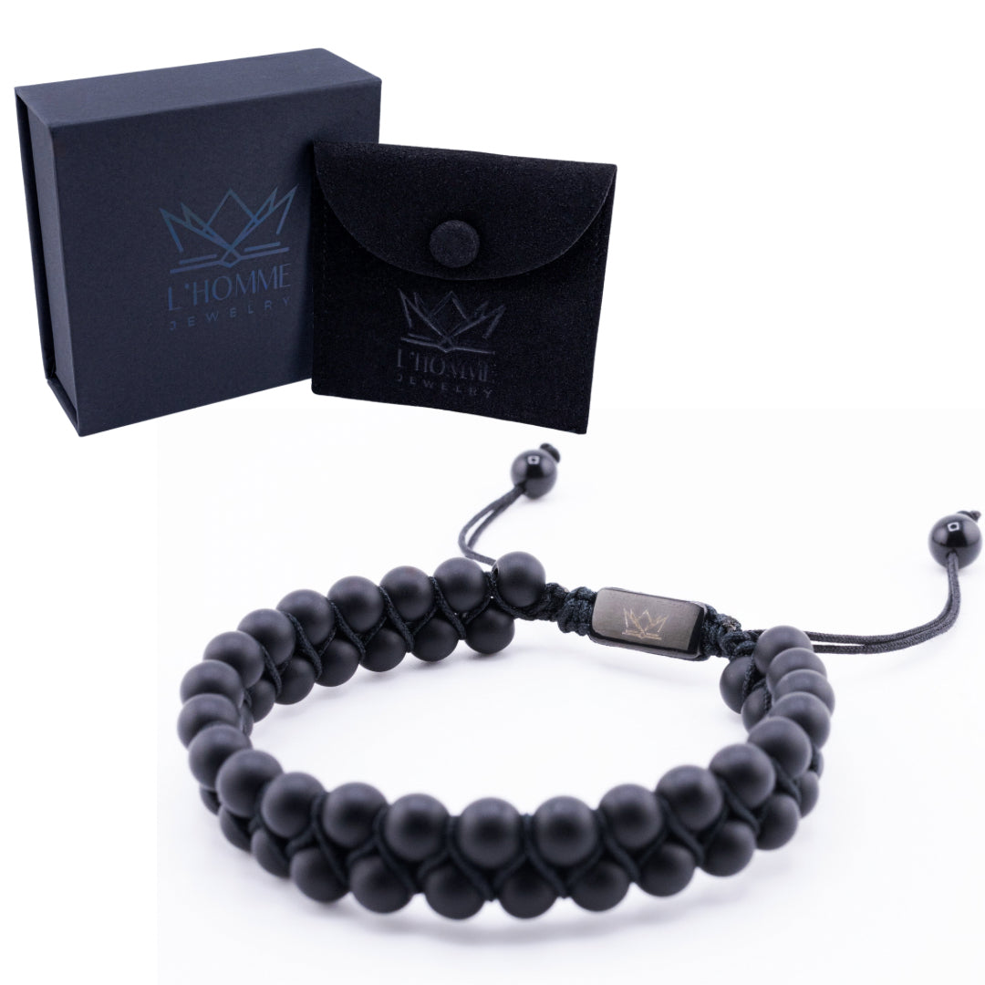 Pulsera Signature Doble Piedra Ónix Mate