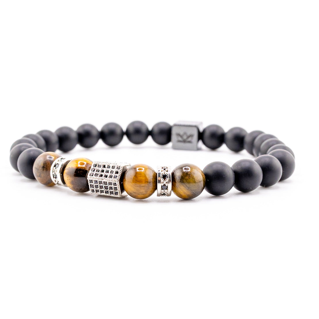 Pulsera Signature Single Nexus SILVER Ónix, Ojo de Tigre y Zirconia