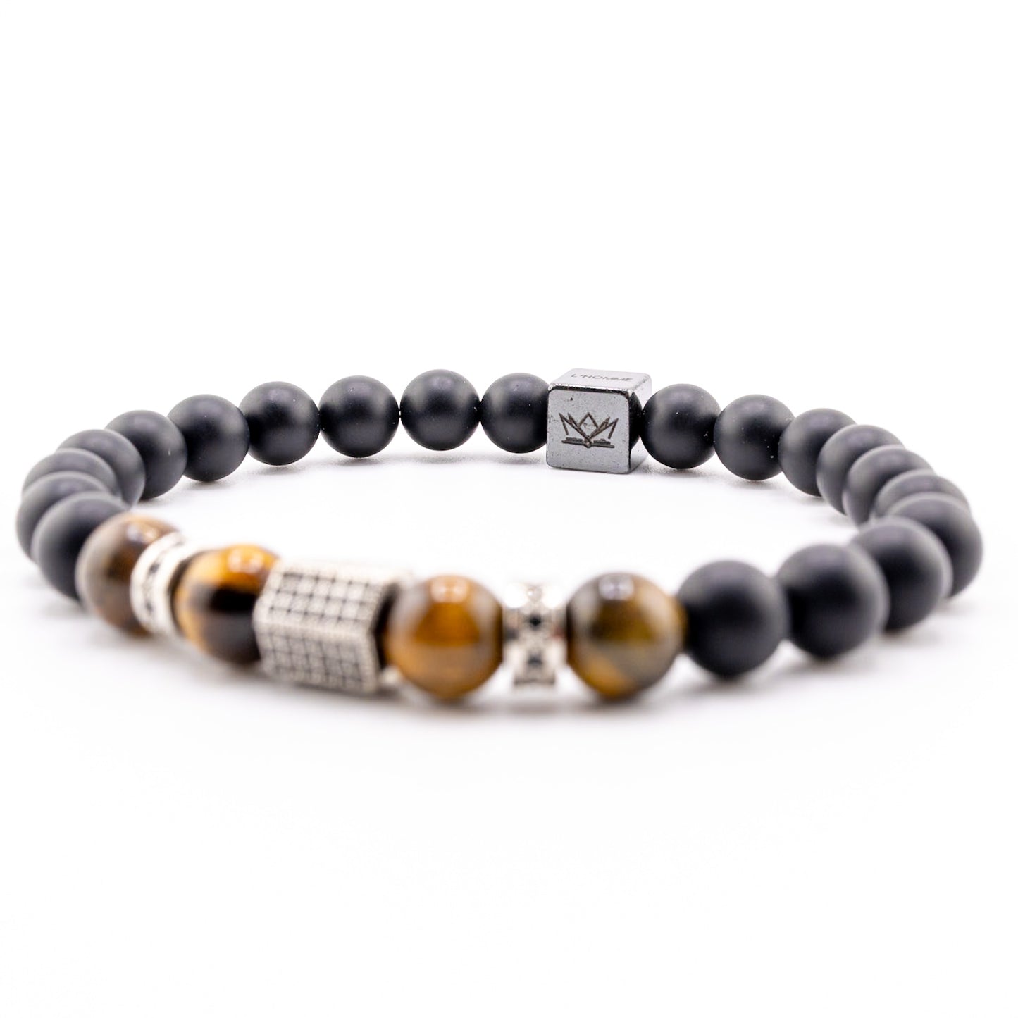 Pulsera Signature Single Nexus SILVER Ónix, Ojo de Tigre y Zirconia