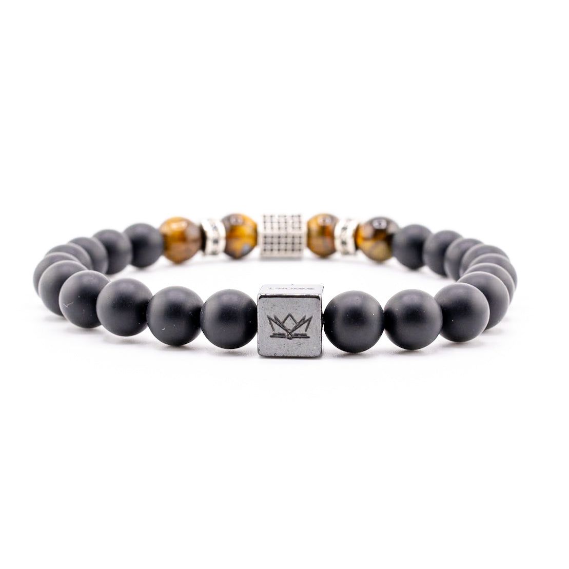Pulsera Signature Single Nexus SILVER Ónix, Ojo de Tigre y Zirconia