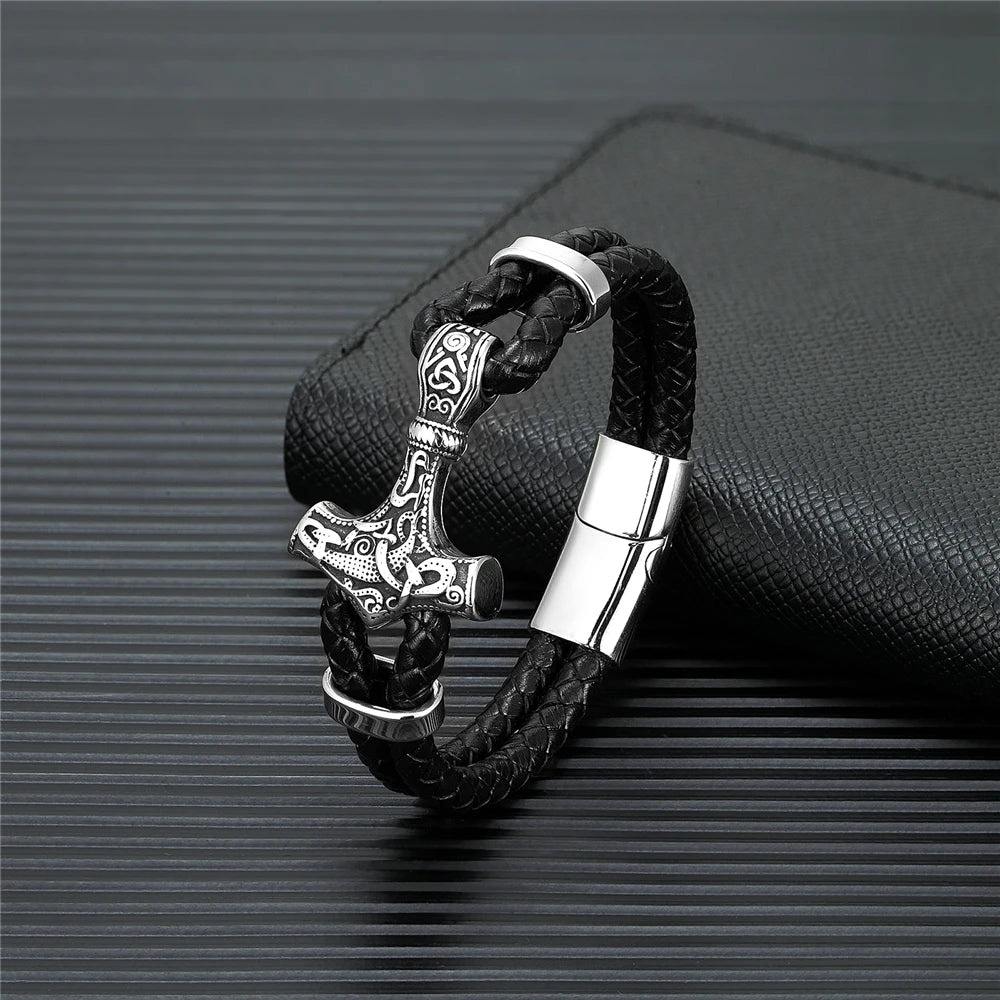 Pulsera Vikingo Mjolnir Thor Silver con Cierre Magnetico