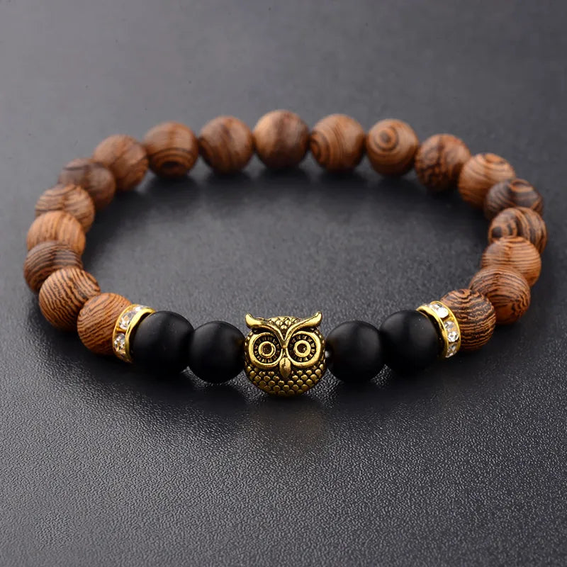 Signature Single Wooden Bead Owl Bracelet