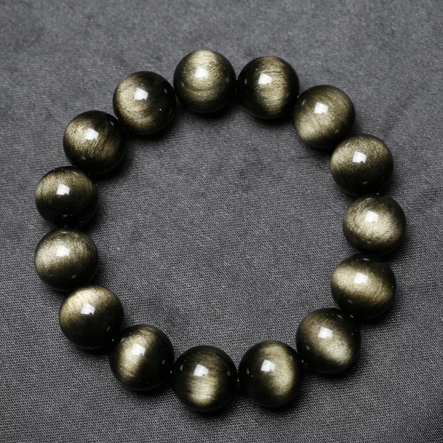 Pulsera Single Stone Obsidiana Dorada
