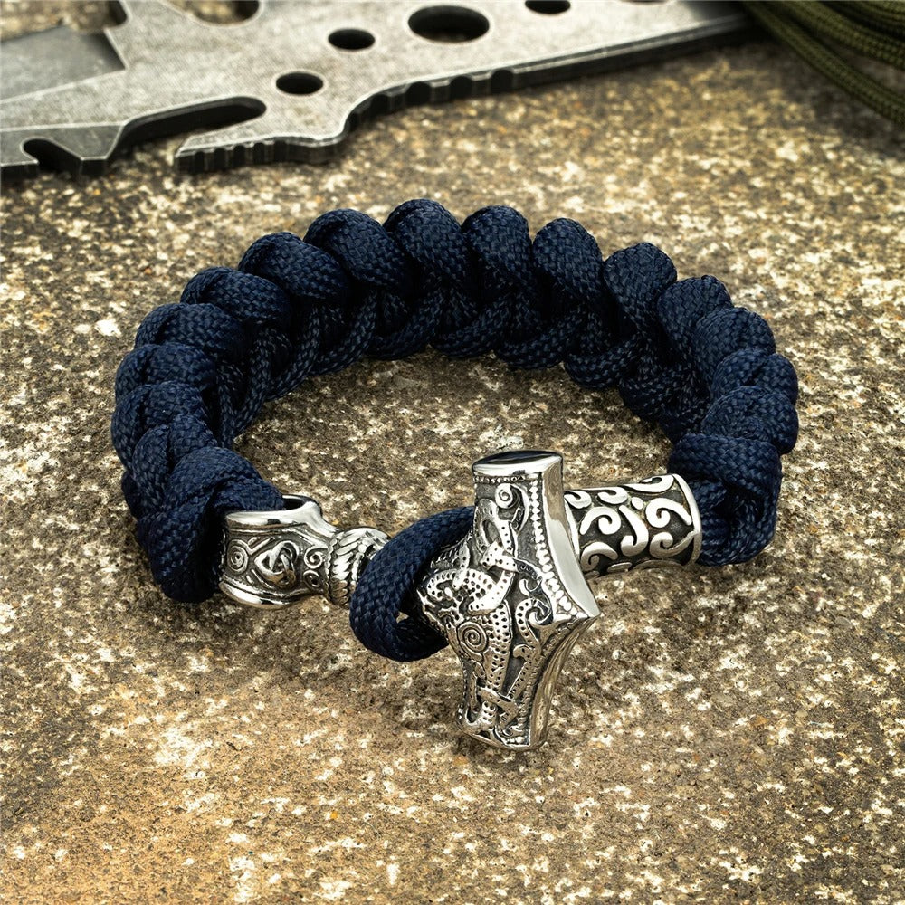 Pulsera Vikingo Mjolnir Thor Trenzada