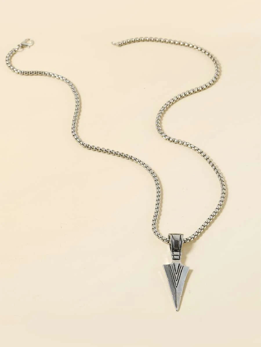 Metal Triangle Spearhead Design Men's Necklace