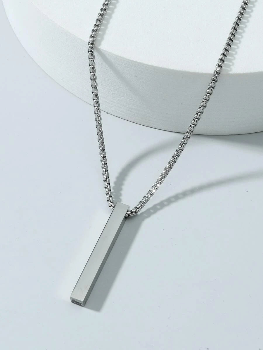 Silver Rectangle Men's Necklace
