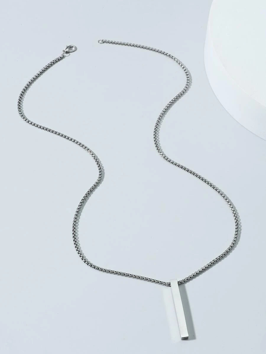 Silver Rectangle Men's Necklace