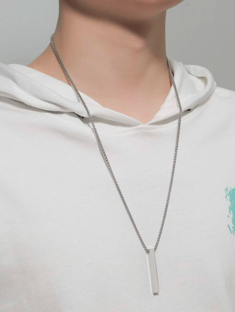 Silver Rectangle Men's Necklace