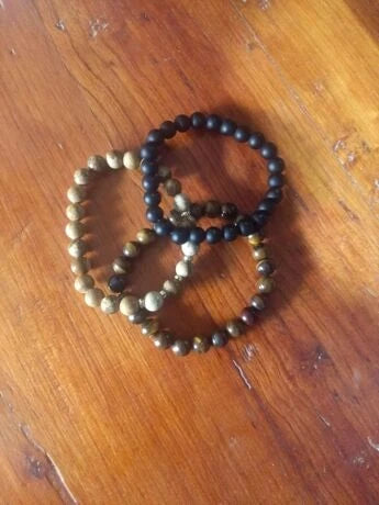 3 piece bracelet with men's bead