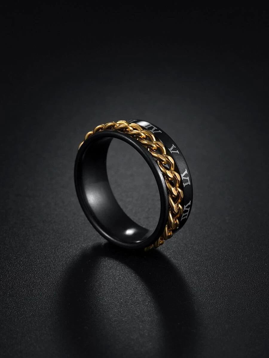 Ring for Men with one-size diamond design Golden