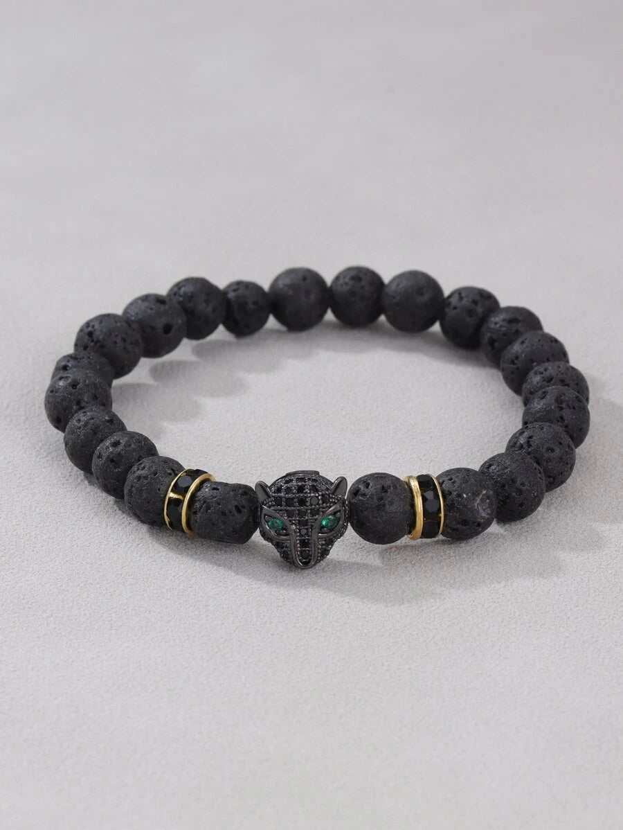 Pulsera de piedras con dise o de animal jaguar L Homme Men s Fashion