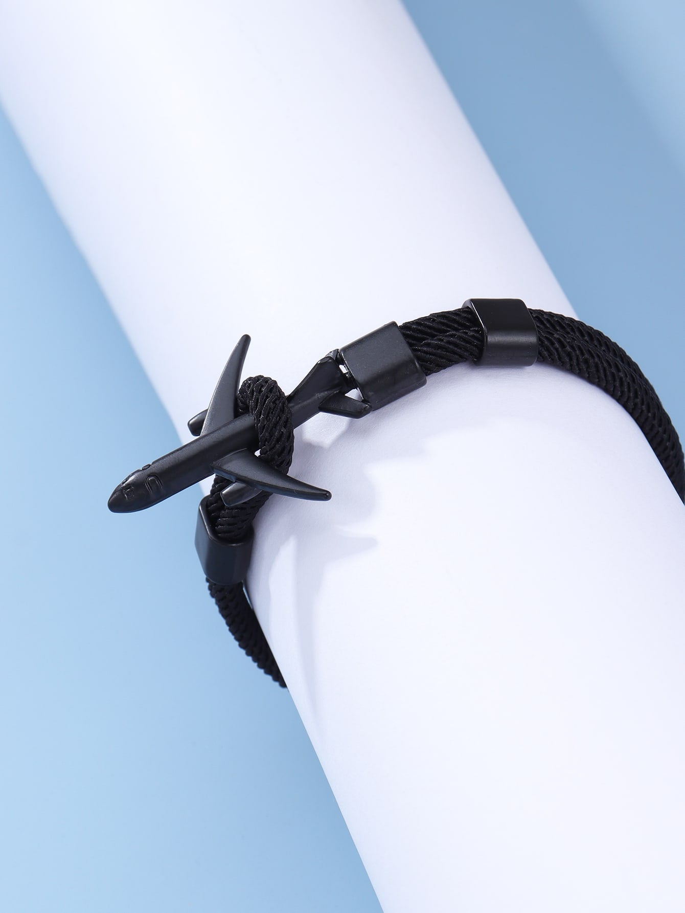 Men Bracelet with black airplane design