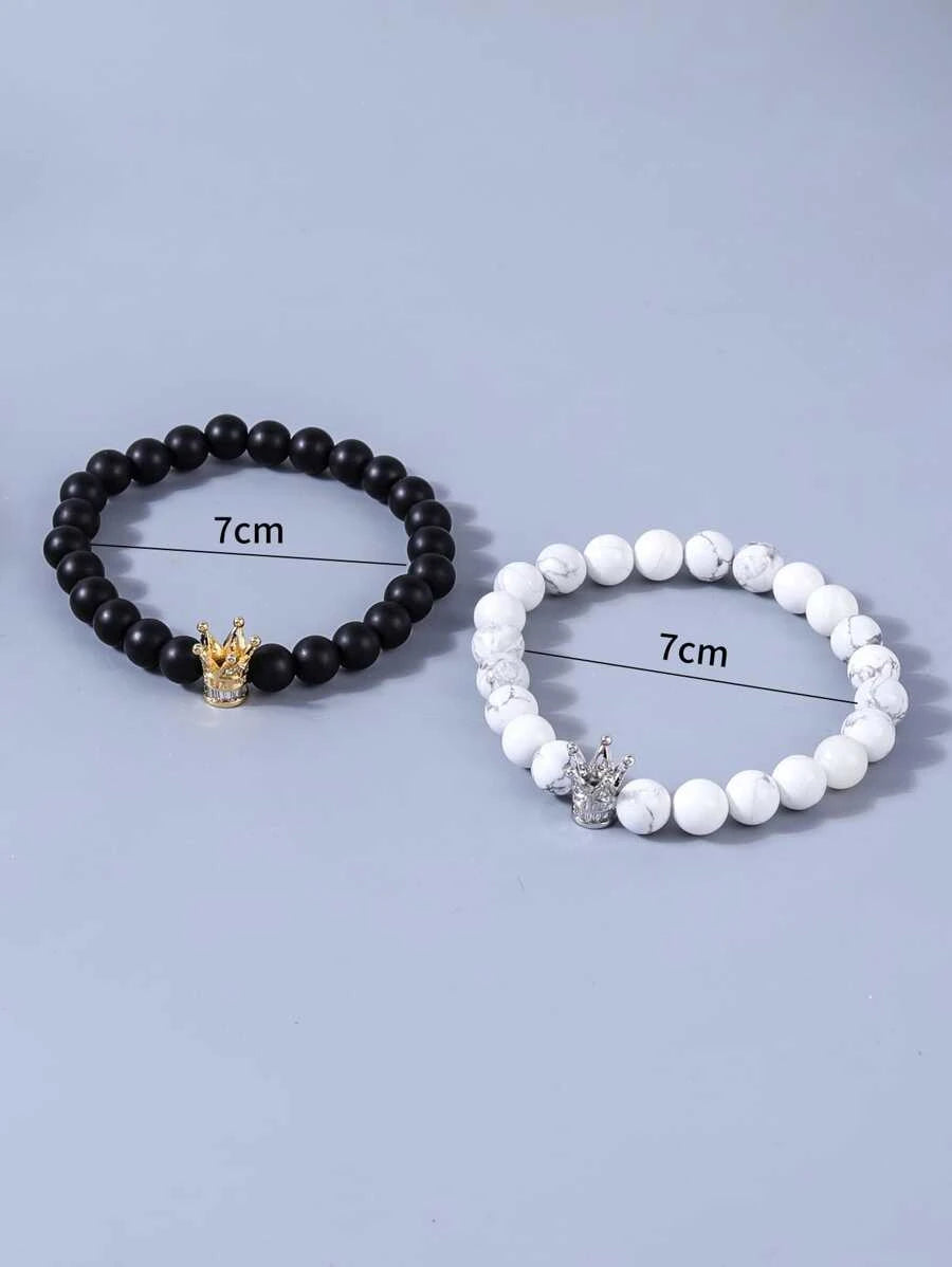 2-piece bracelet with crown design bead