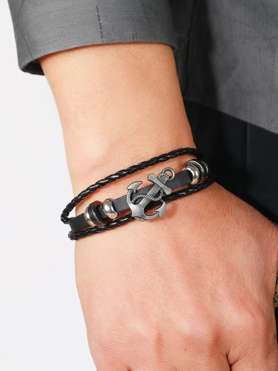 Black Anchor Design Bracelet