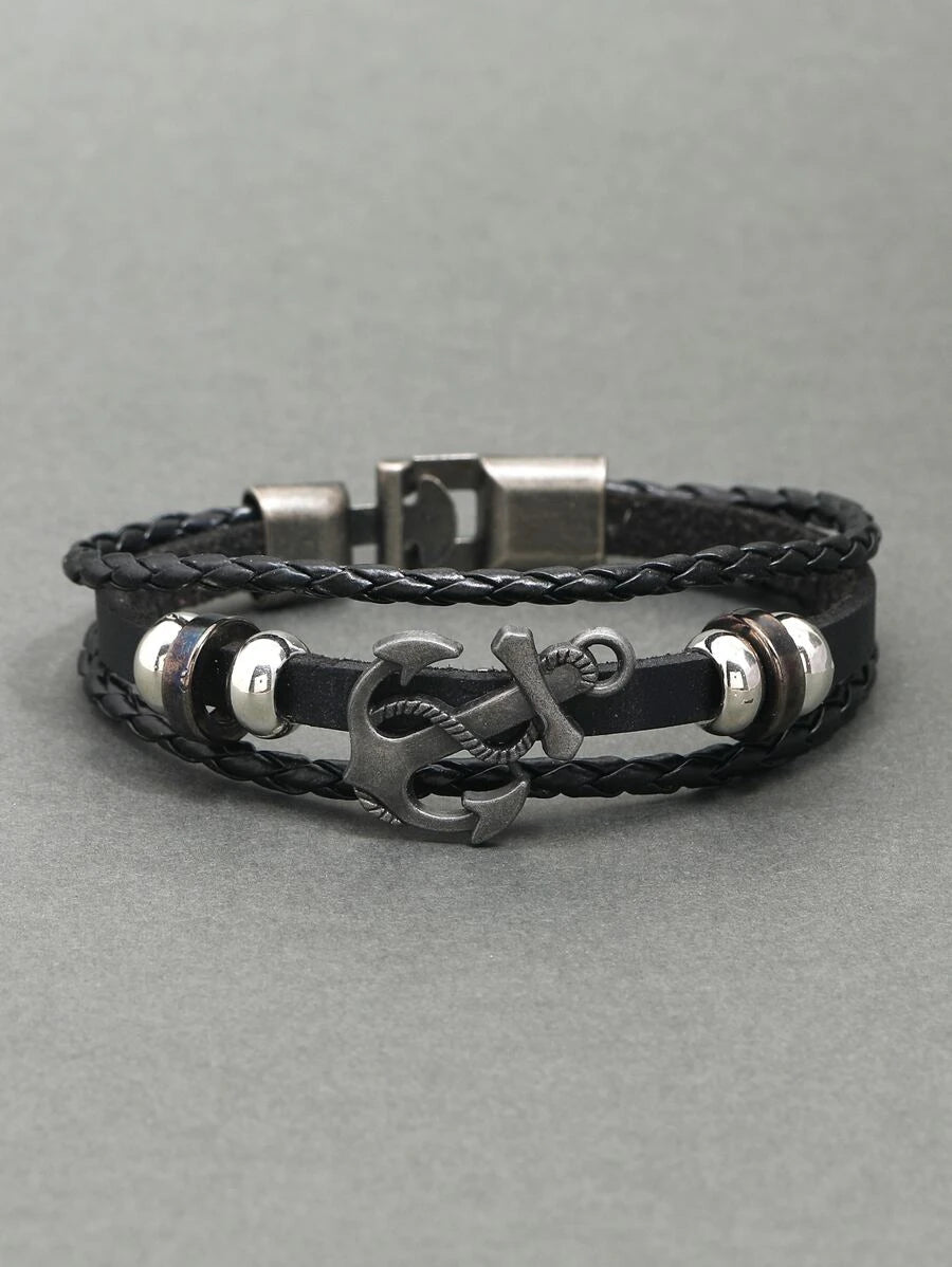 Black Anchor Design Bracelet