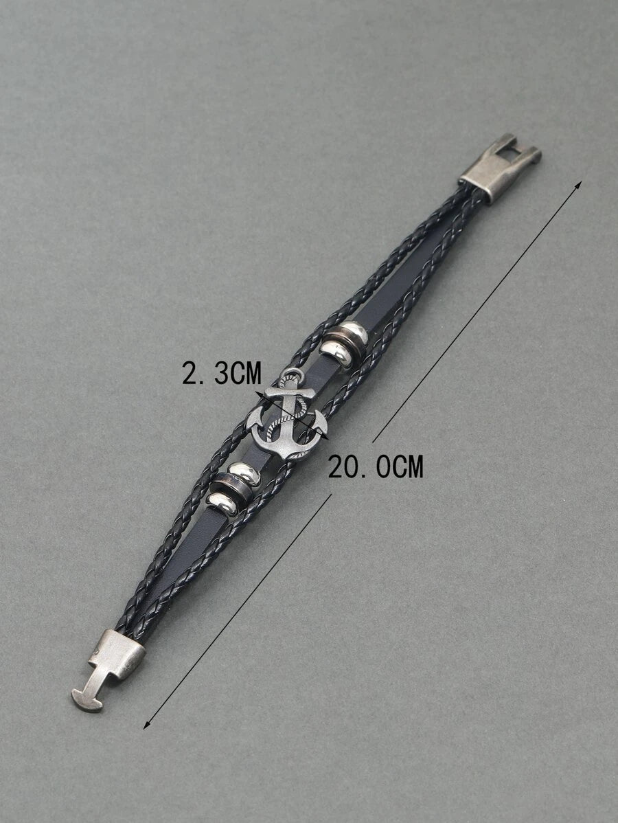 Black Anchor Design Bracelet