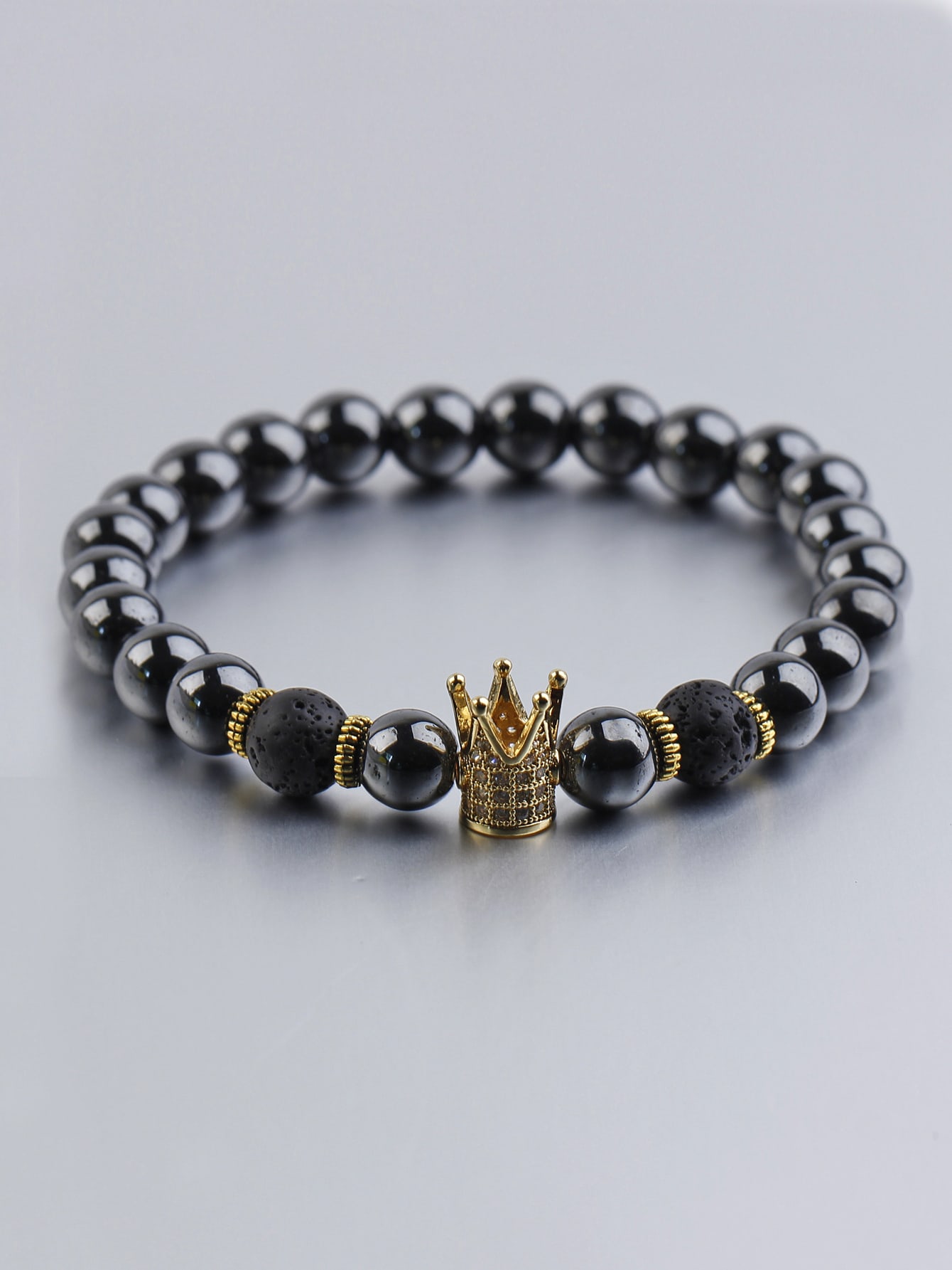 Crown Design Rhinestone Bead Bracelet