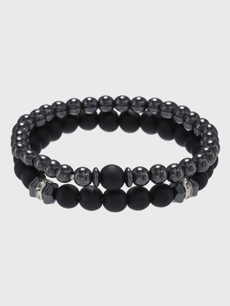 2 pieces men's bracelet with bead