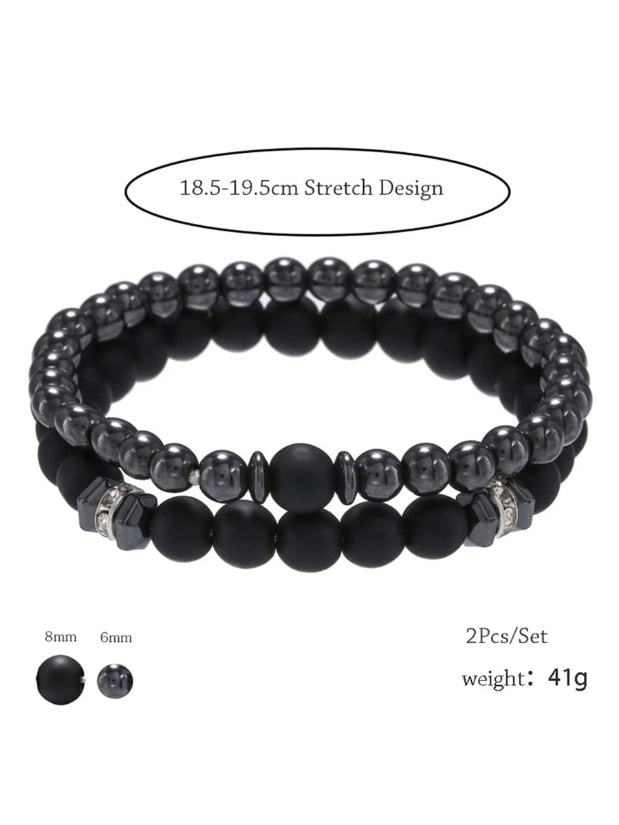2 pieces men's bracelet with bead