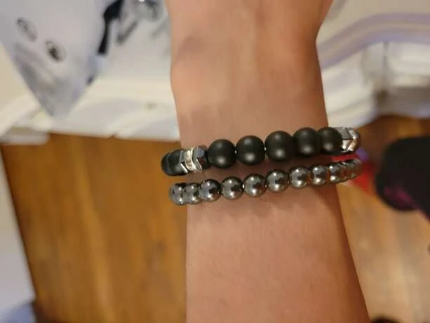 2 pieces men's bracelet with bead