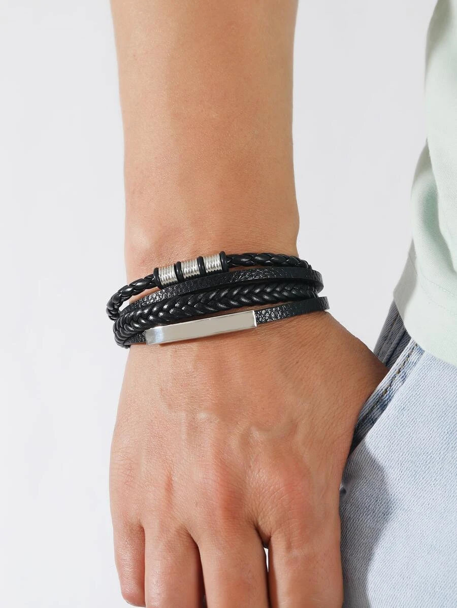 Braided Bracelet with Metal Detail