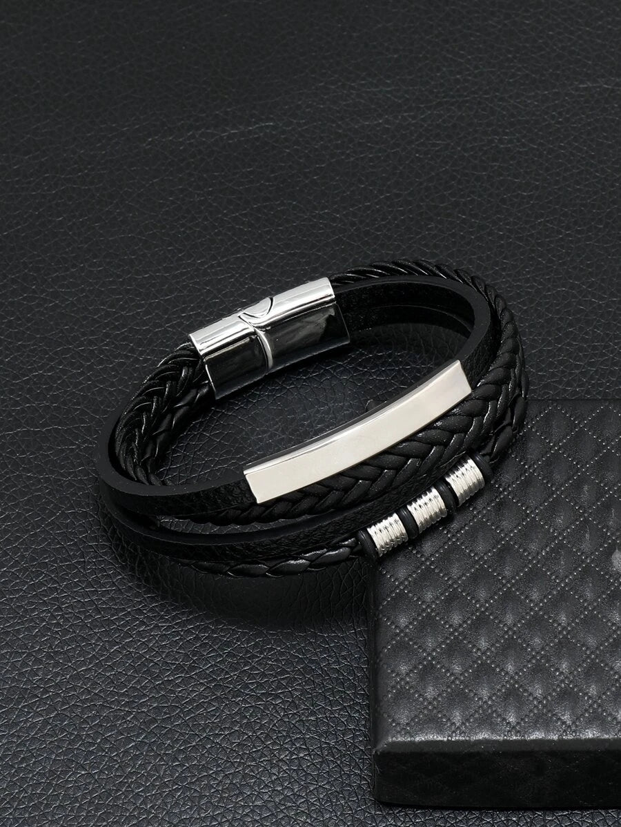 Braided Bracelet with Metal Detail