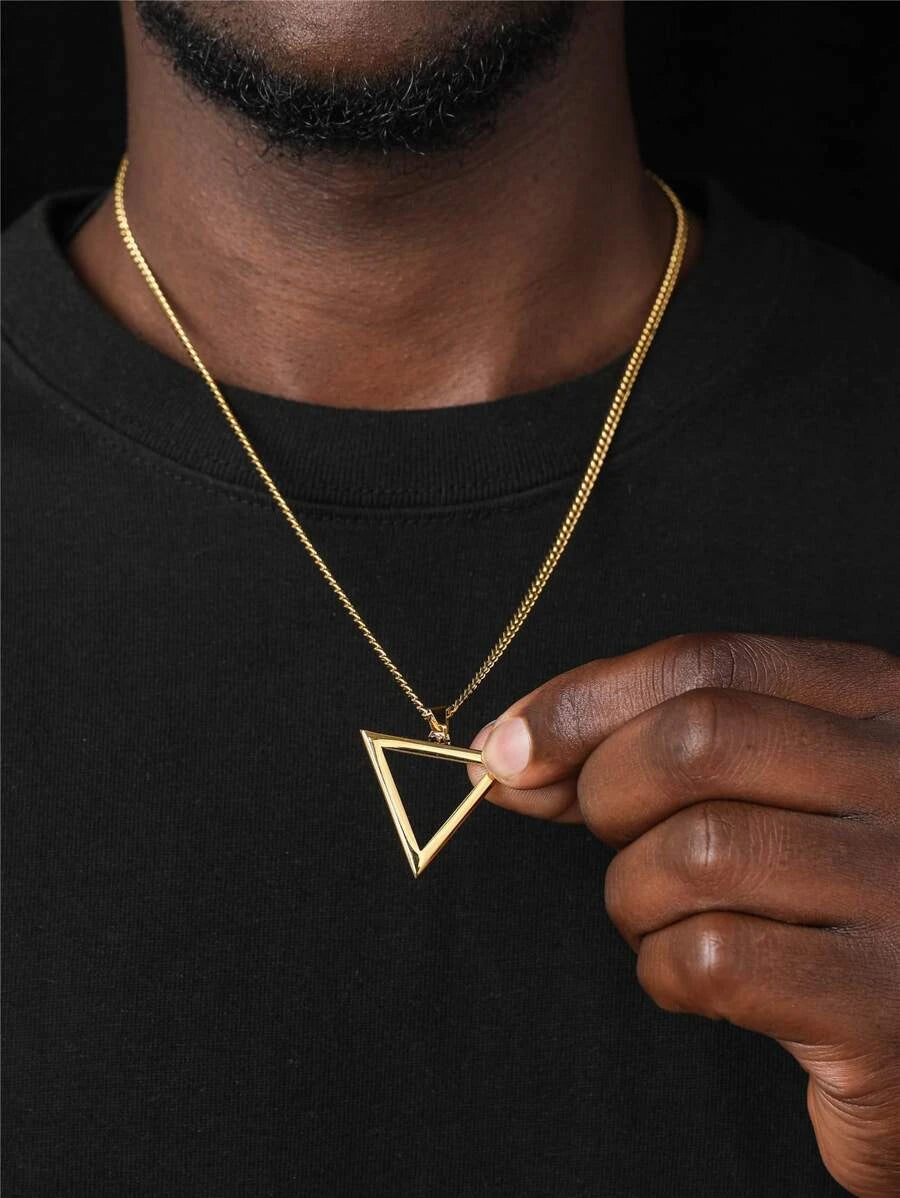 Gold triangle pendant necklace