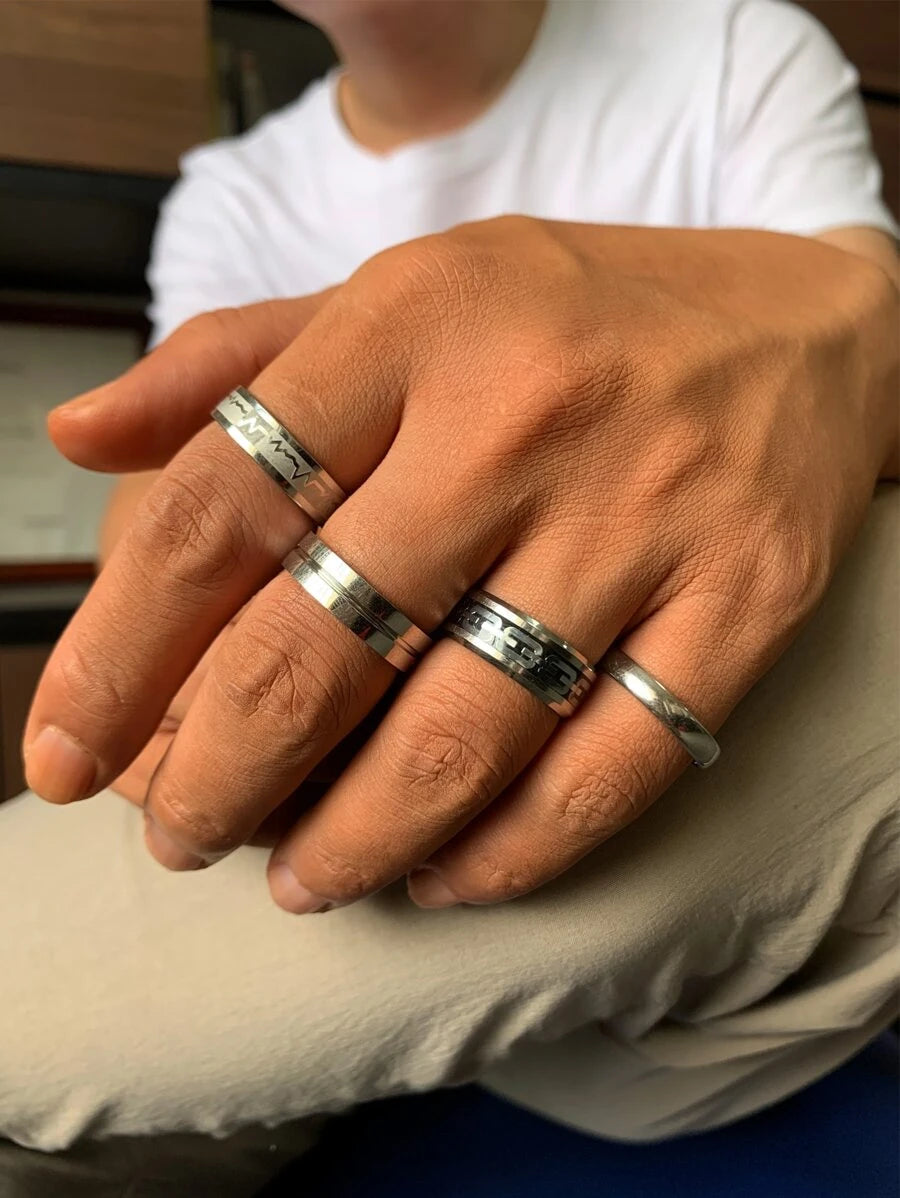 Silver rings set 4 pieces 1.8cm and 1.9cm