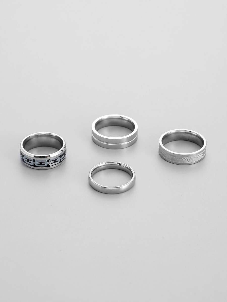 Silver rings set 4 pieces 1.8cm and 1.9cm