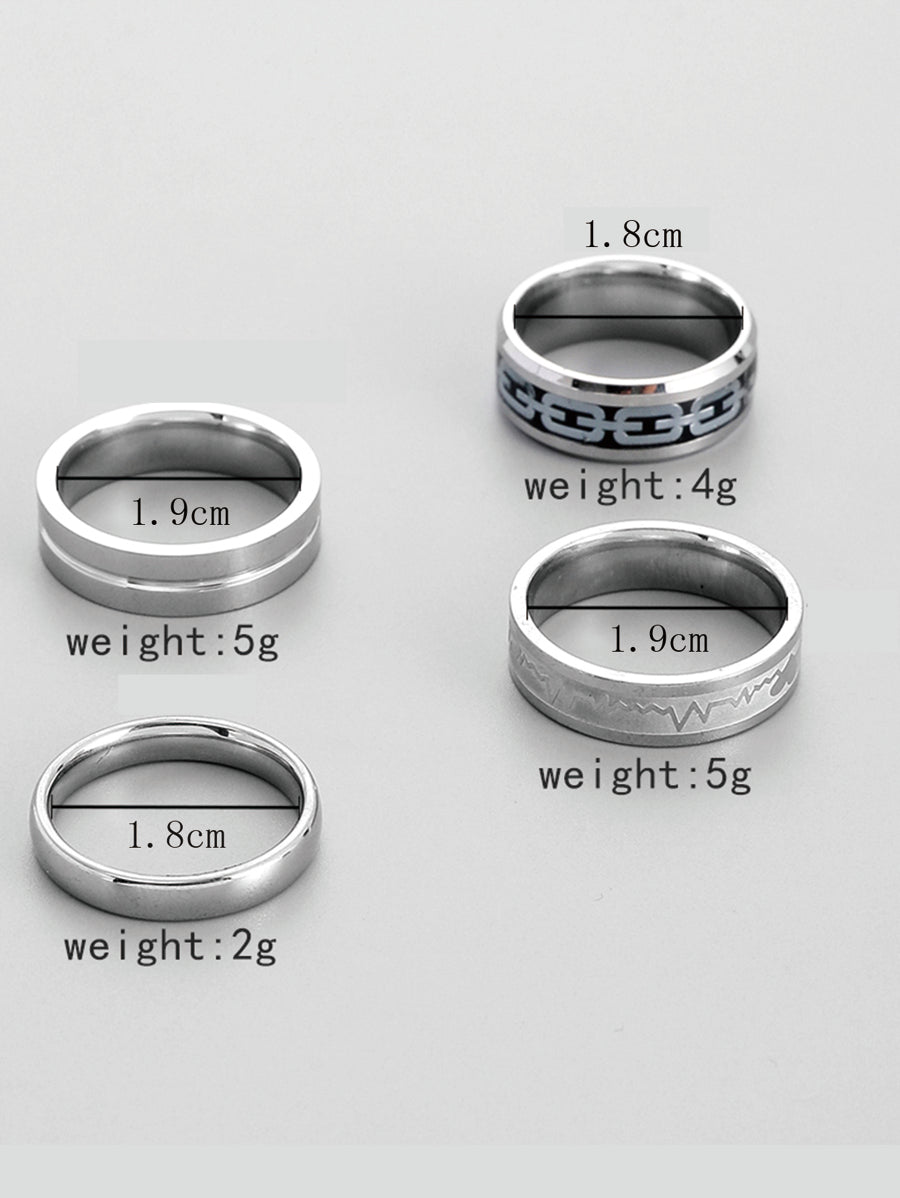 Silver rings set 4 pieces 1.8cm and 1.9cm